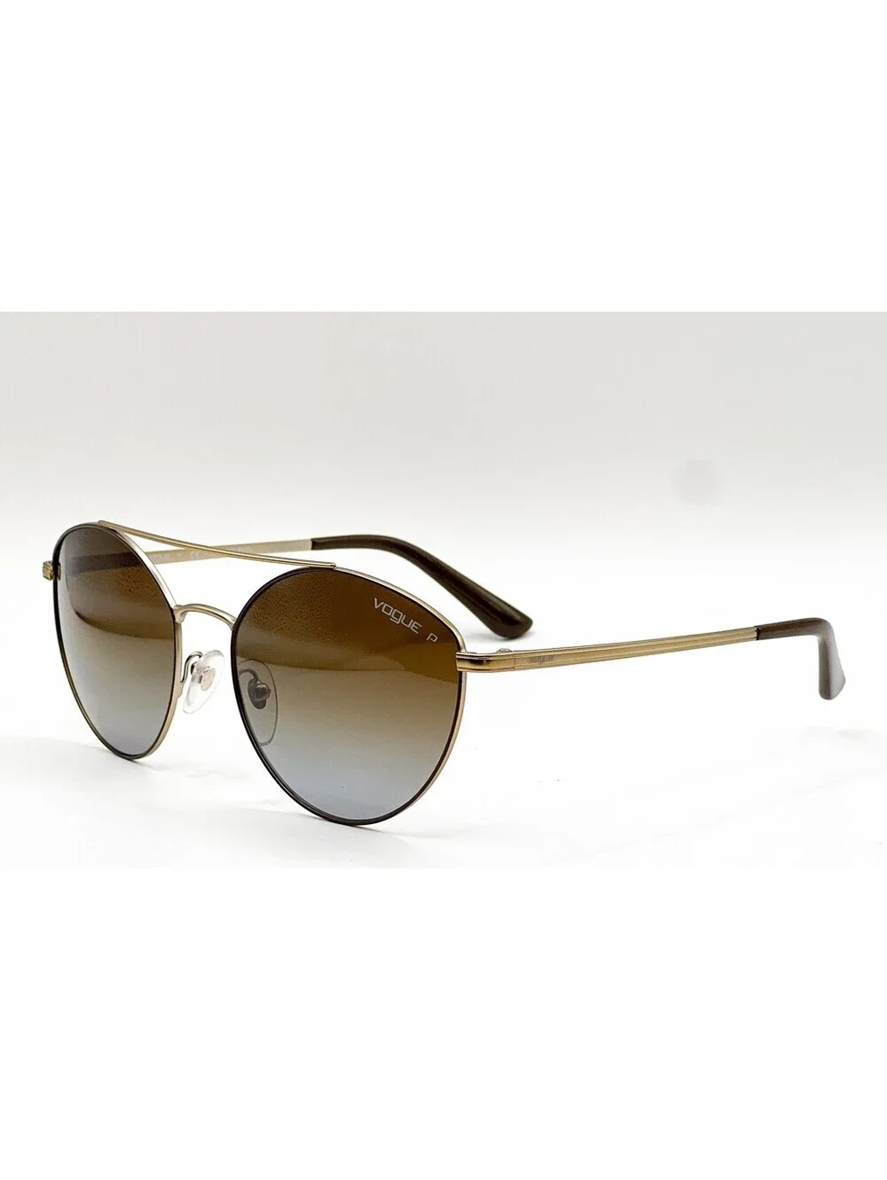 Vogue VO 4023-S 5021T5 Matte Brown Pale Gold Round Sunglasses 56-18-135